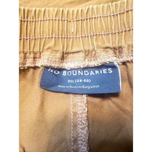 NWT No Boundaries Brown Elastic Waist Drawstring 8 Pocket Cargo Pants Size 3XL - Picture 2 of 12